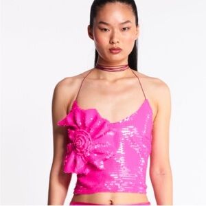 Pink Sequin Halter Top